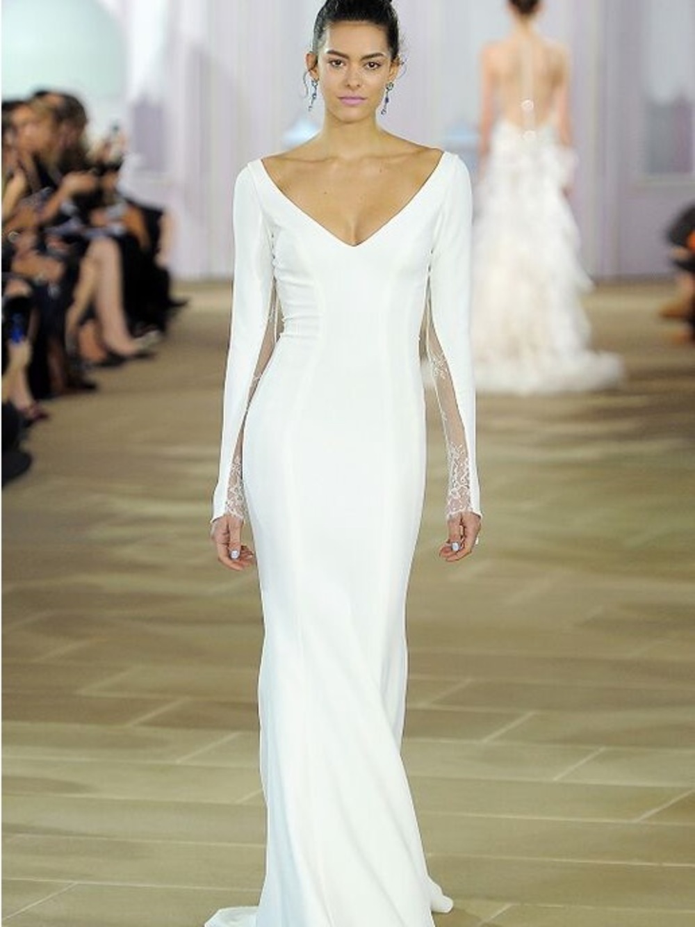 Ines Di Santo Madeleine White Long-Sleeve V-Neck Wedding Dress